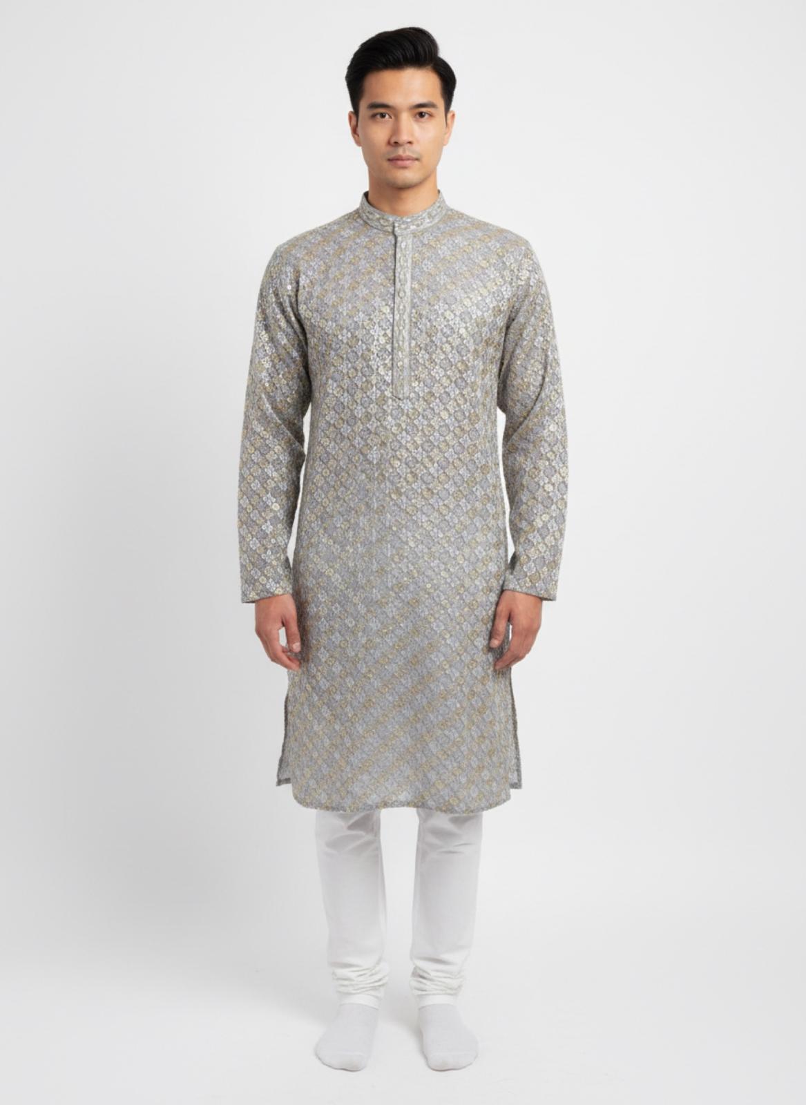 The Serene Sequin – Slate Grey Kurta Set