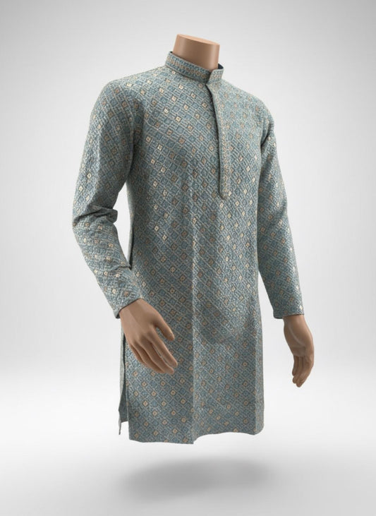 The Serene Sequin – Steel Blue Kurta Set
