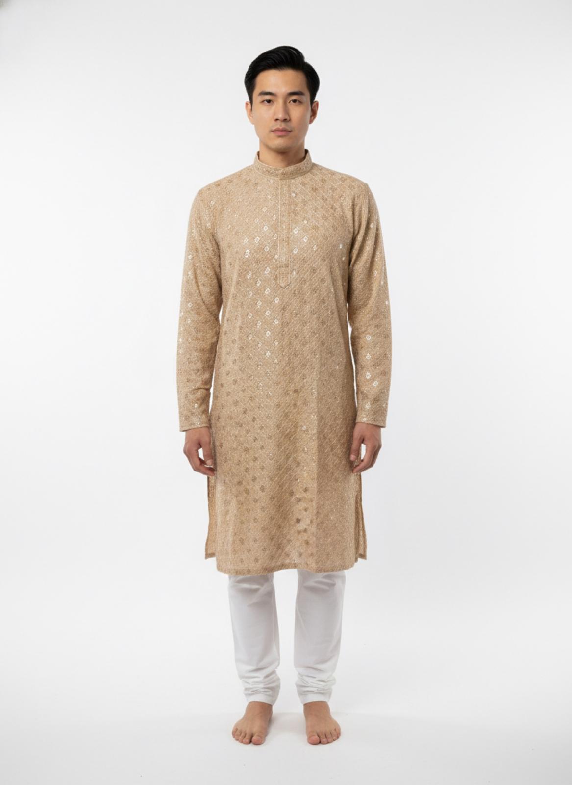 The Serene Sequin – Toffee Brown Kurta Set