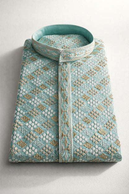 The Serene Sequin – Sage Green Kurta & Pyjama Set