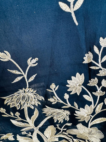 Navy Blue Floral Embroidery Kurta Set