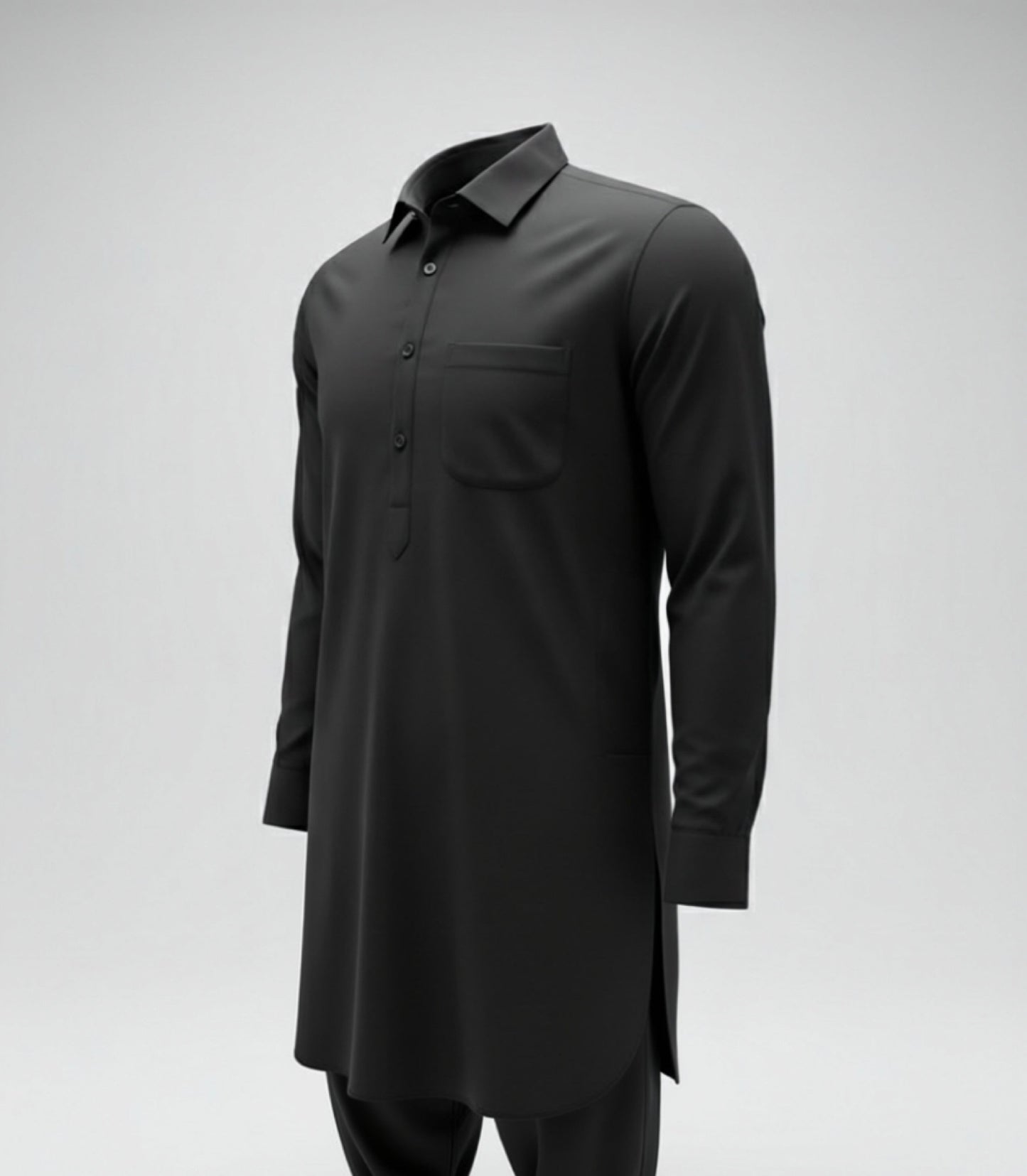 The Classic Pathani Suit – Midnight Black