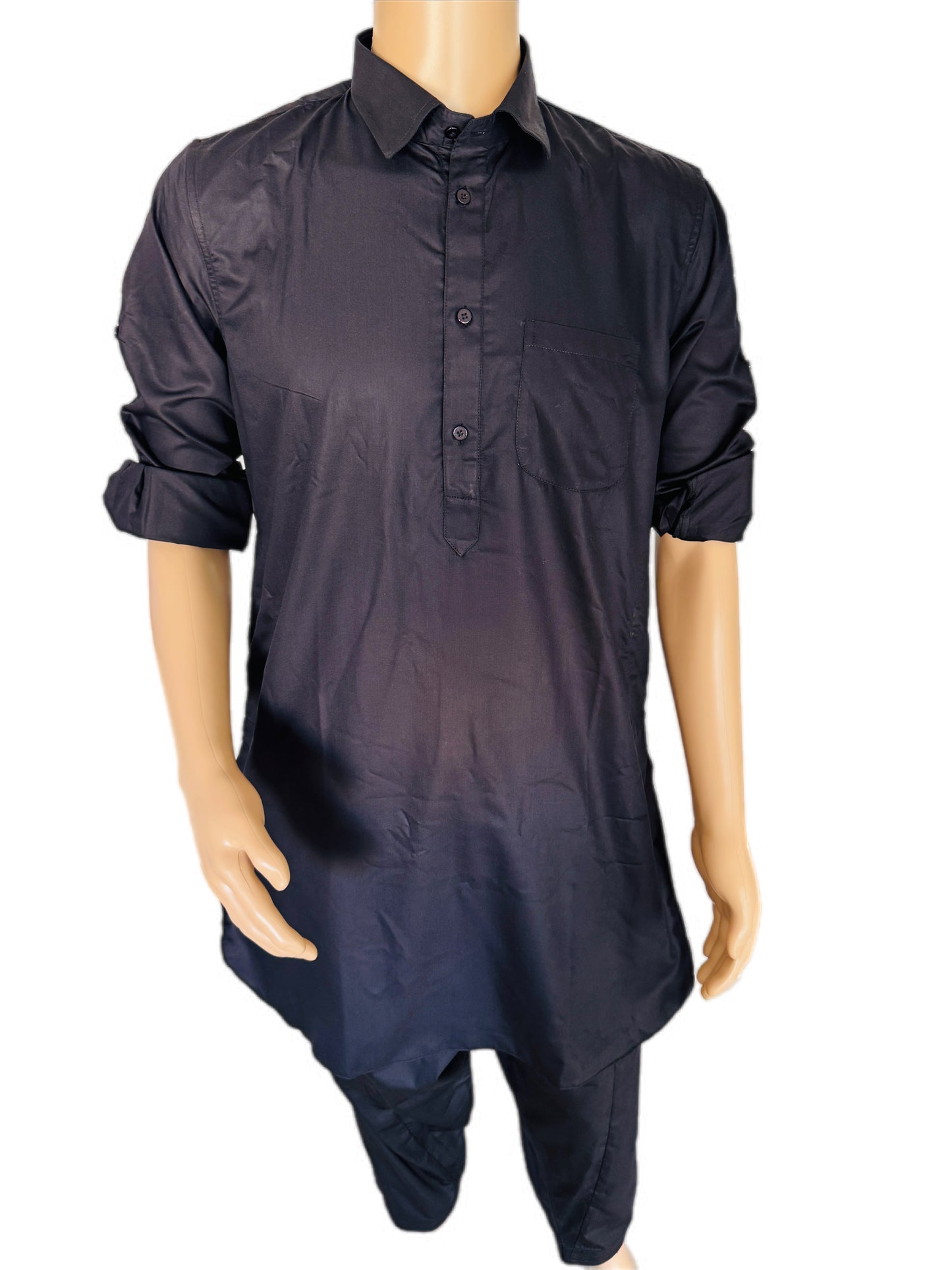 The Classic Pathani Suit – Midnight Black