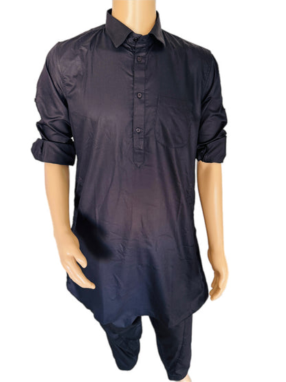 The Classic Pathani Suit – Midnight Black