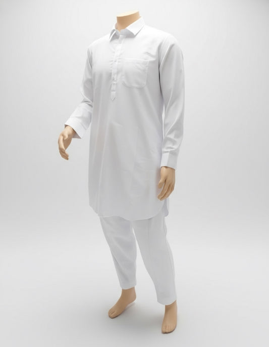 The Classic Pathani Suit – Pristine White