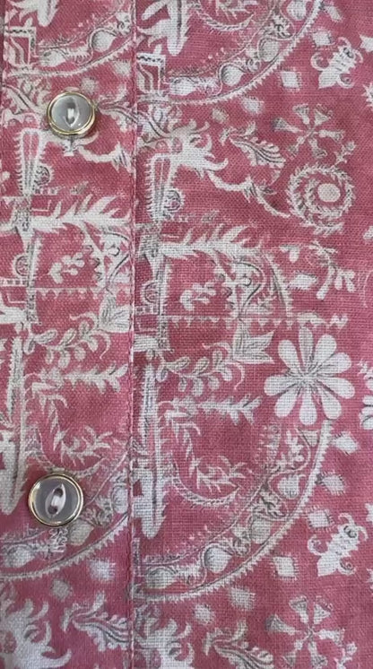 Men's Digital Print Cotton Kurta Set - Pink