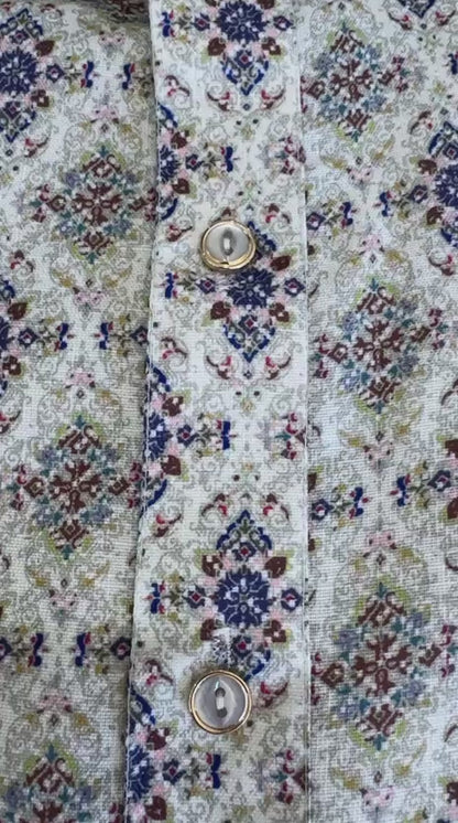 Men's Digital Print Cotton Kurta Set - White
