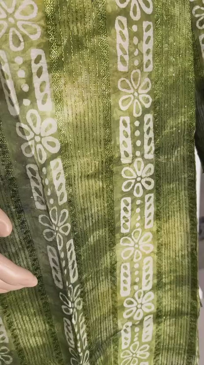 The Breezy Batik - Sage Ripple Kurta  Set