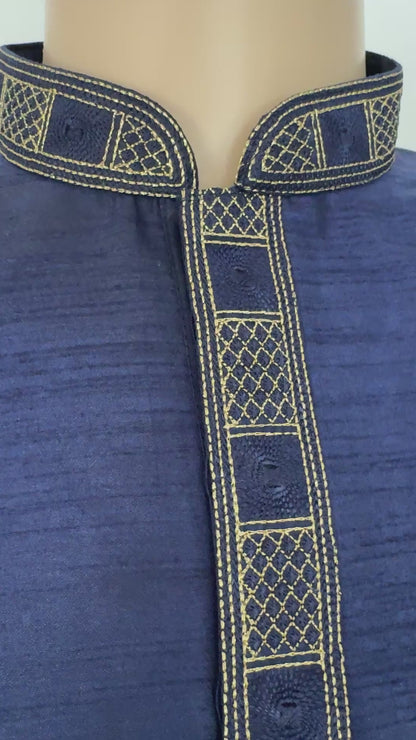 Silk Radiance – Midnight Navy Kurta Set