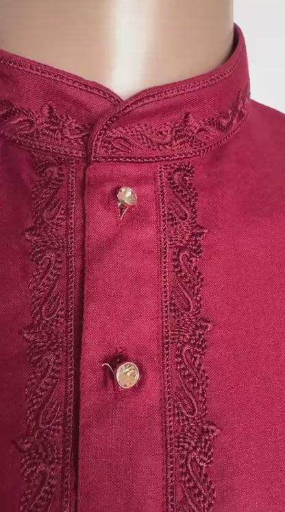 The Zen Minimalist Crimson Red Cotton Kurta Set
