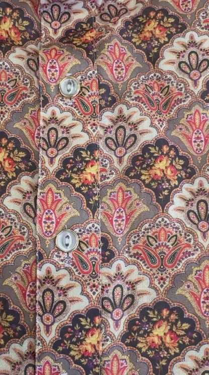 Men's Digital Print Cotton Kurta Set - Rust