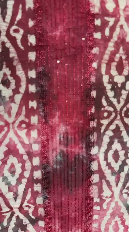 The Breezy Batik - Crimson Bloom Kurta  Set