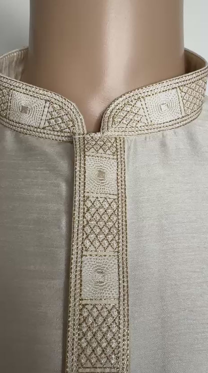 Silk Radiance - Champagne Beige Silk Kurta Set