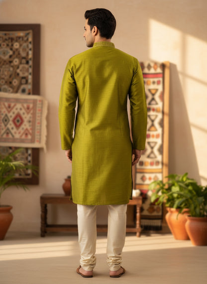 Silk Radiance – Emerald Forest Kurta Set
