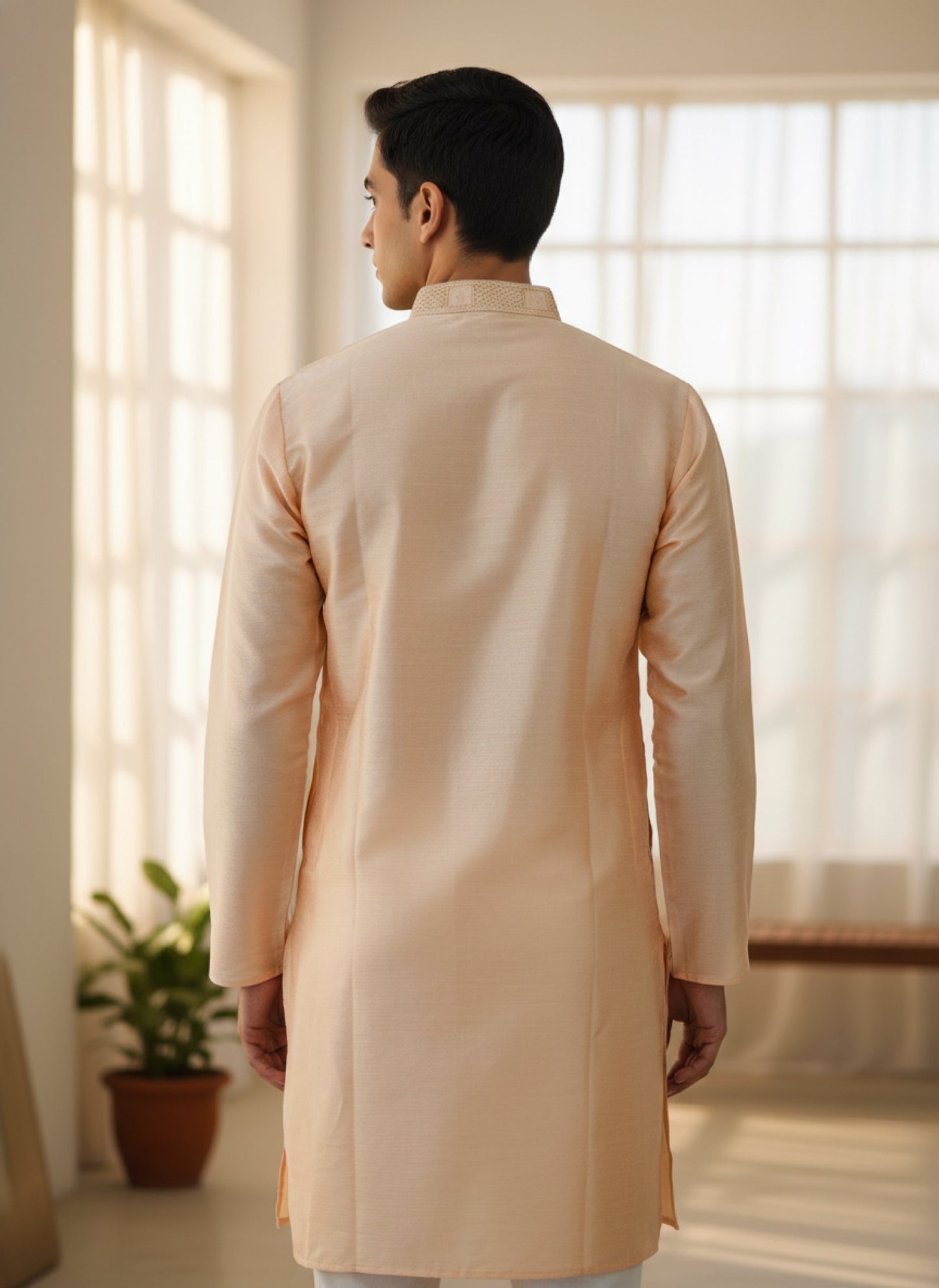 Silk Radiance – Saffron Glow Kurta Set