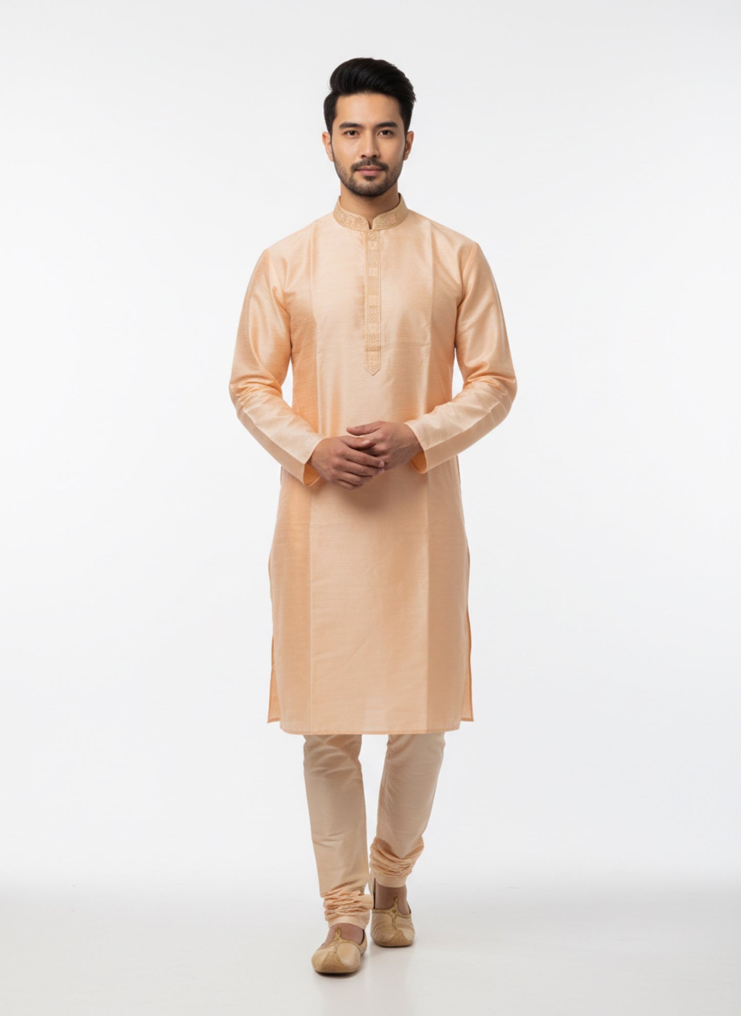 Silk Radiance – Saffron Glow Kurta Set