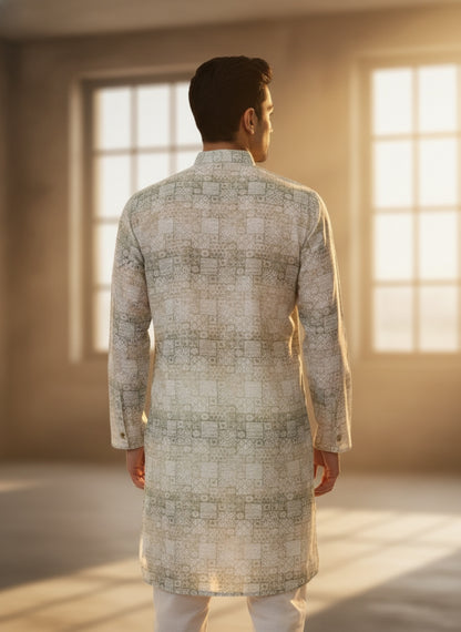 The Silver Slate Mosaic – Cotton Blend Kurta Set