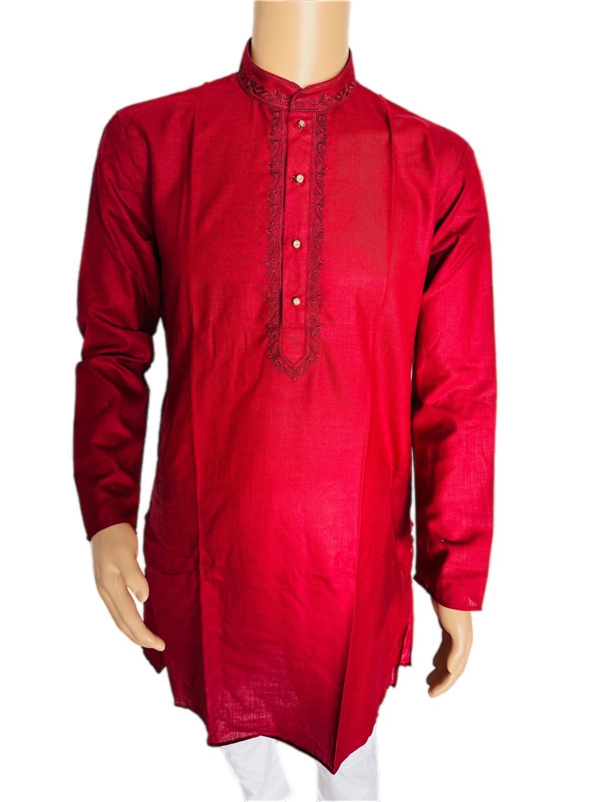 The Zen Minimalist Crimson Red Cotton Kurta Set