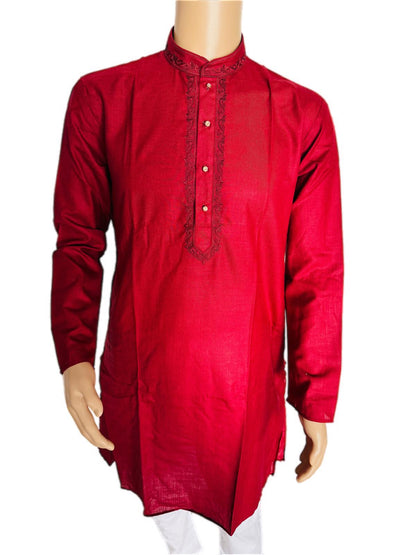 The Zen Minimalist Crimson Red Cotton Kurta Set
