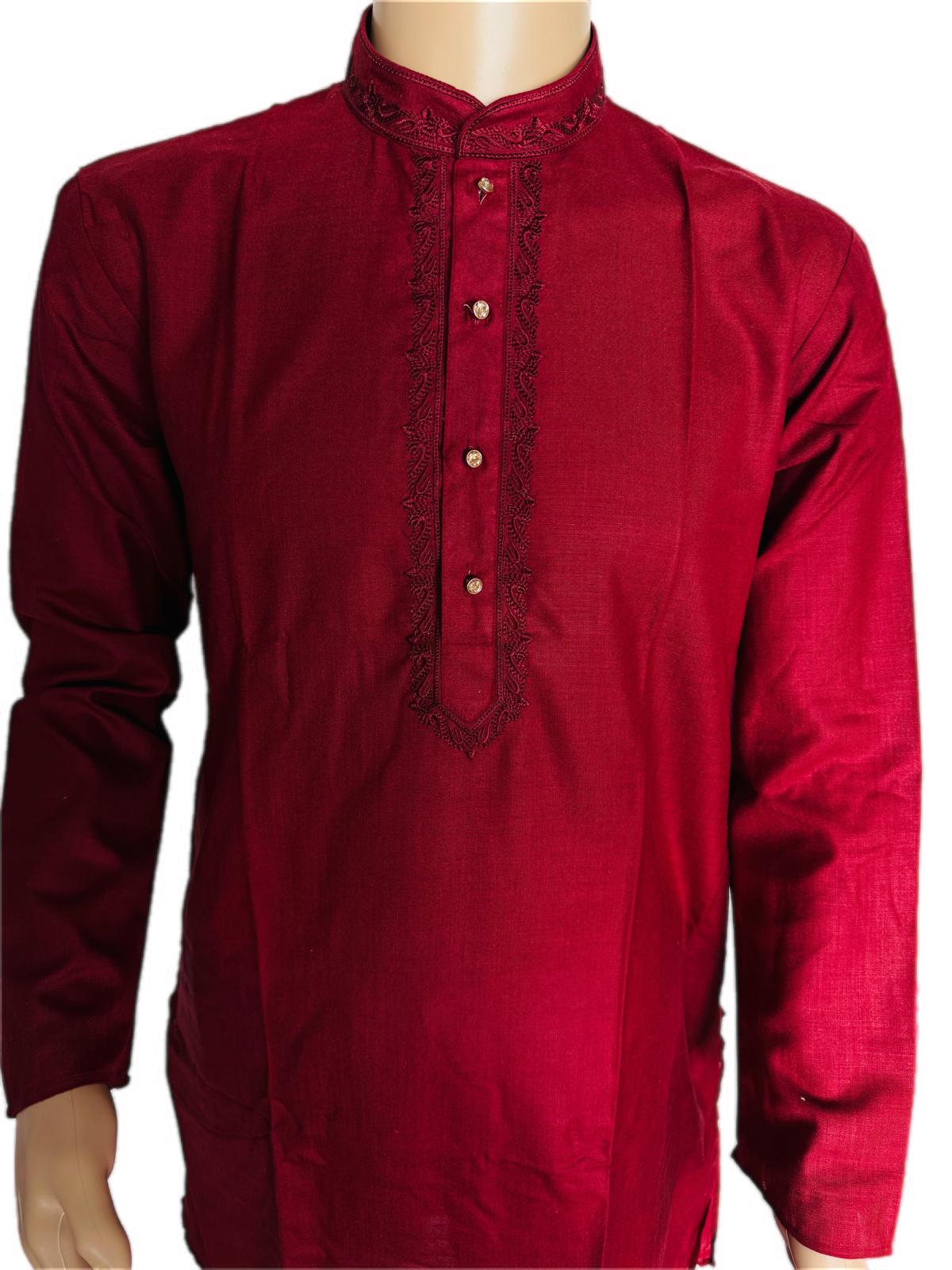 The Zen Minimalist Crimson Red Cotton Kurta Set