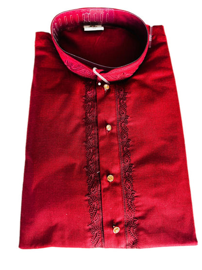 The Zen Minimalist Crimson Red Cotton Kurta Set