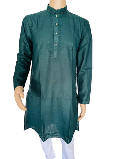 The Zen Minimalist Forest Green Cotton Kurta Set