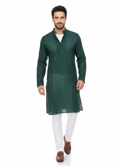 The Zen Minimalist Forest Green Cotton Kurta Set