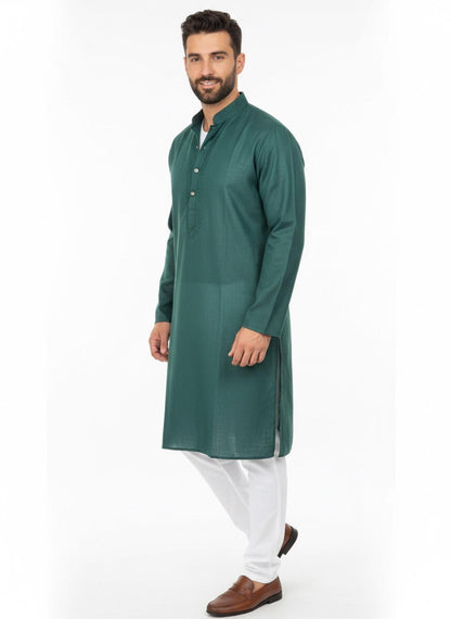 The Zen Minimalist Forest Green Cotton Kurta Set
