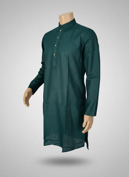 The Zen Minimalist Forest Green Cotton Kurta Set