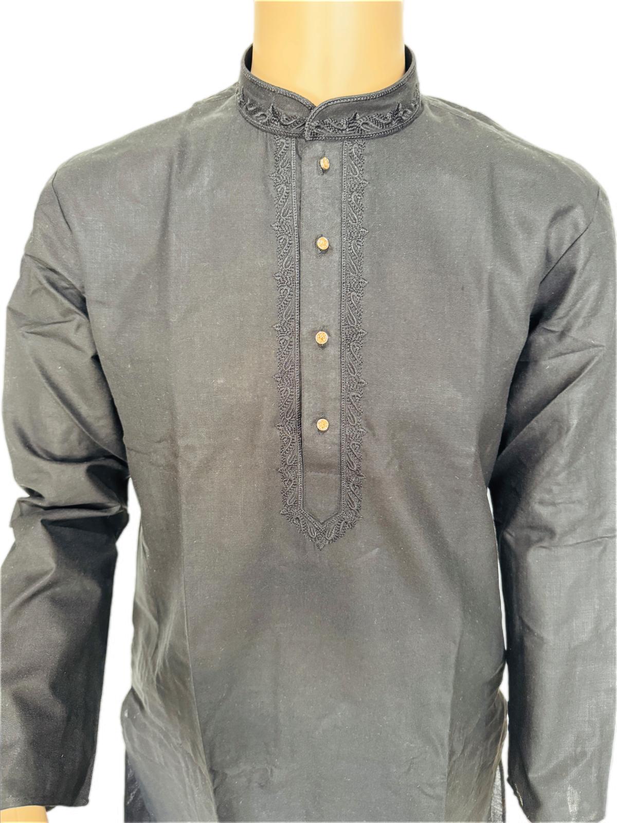 The Zen Minimalist Onyx Black Cotton Kurta Set