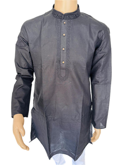 The Zen Minimalist Onyx Black Cotton Kurta Set