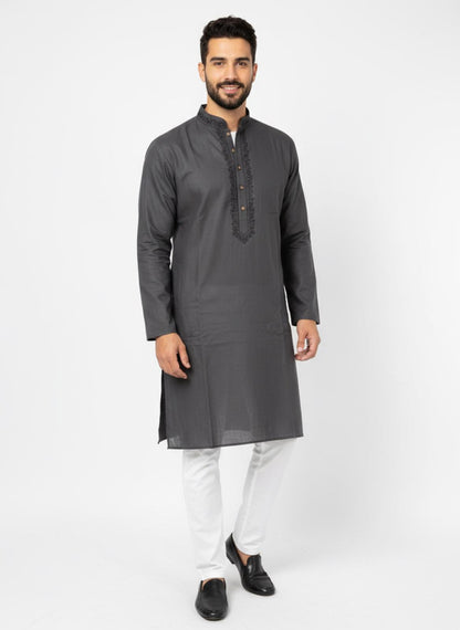 The Zen Minimalist Onyx Black Cotton Kurta Set