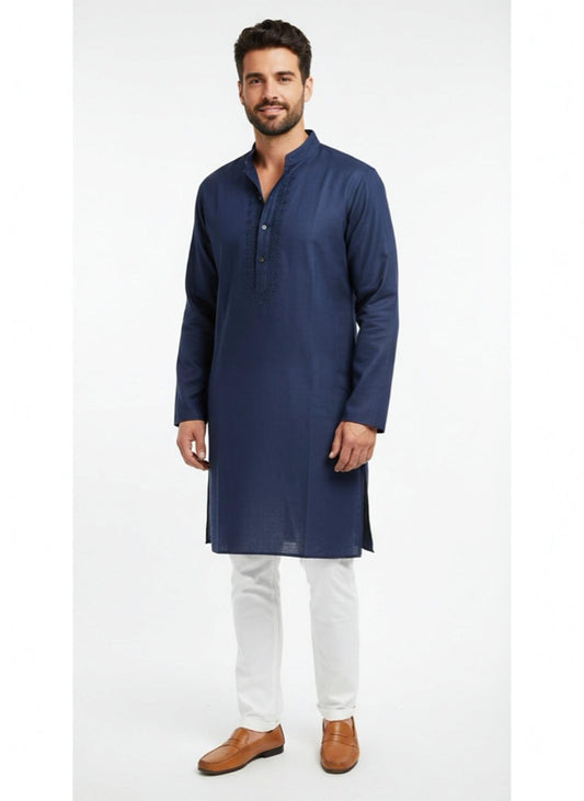 The Zen Minimalist Royal Blue Cotton Kurta Set
