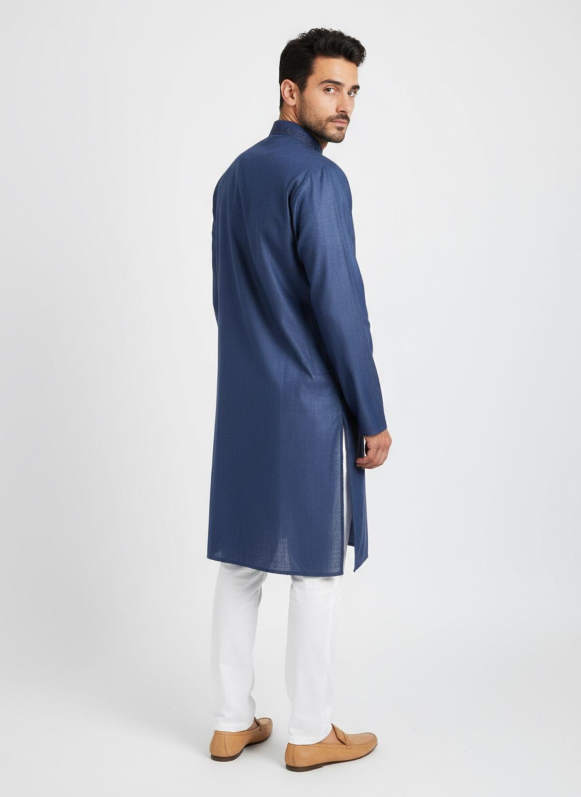 The Zen Minimalist Royal Blue Cotton Kurta Set