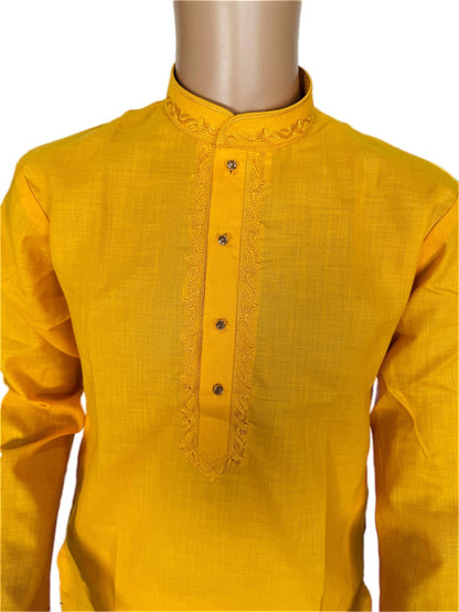 The Zen Minimalist Sunshine Yellow Cotton Kurta Set