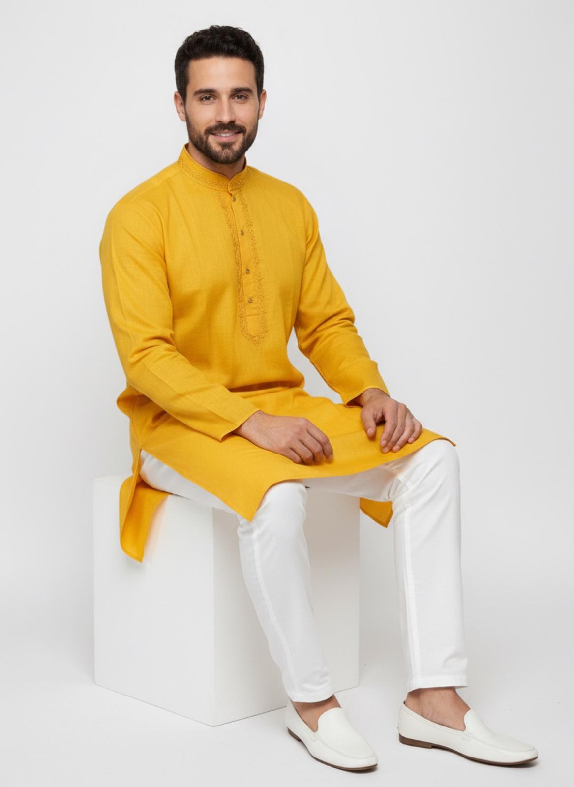 The Zen Minimalist Sunshine Yellow Cotton Kurta Set