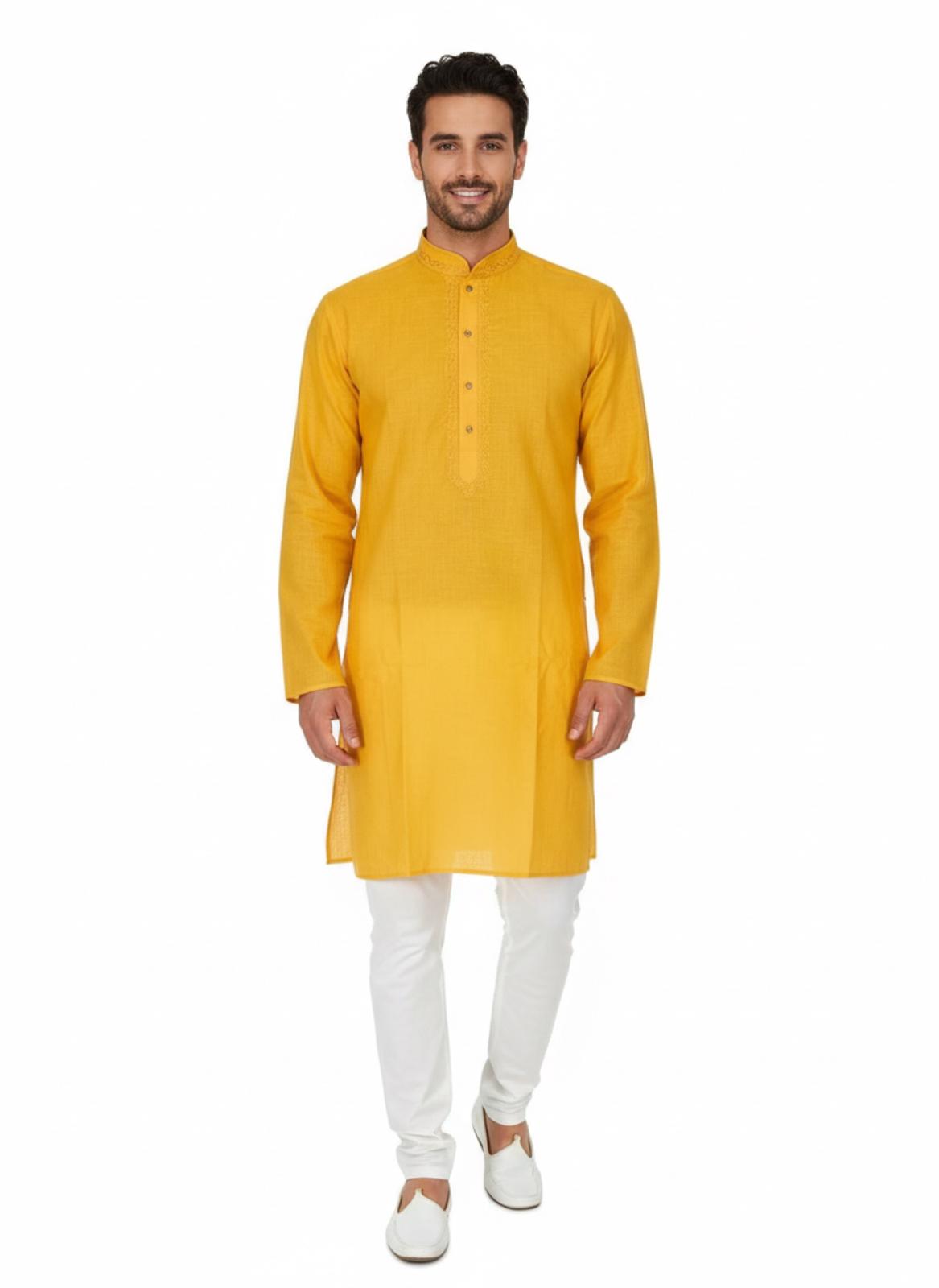 The Zen Minimalist Sunshine Yellow Cotton Kurta Set